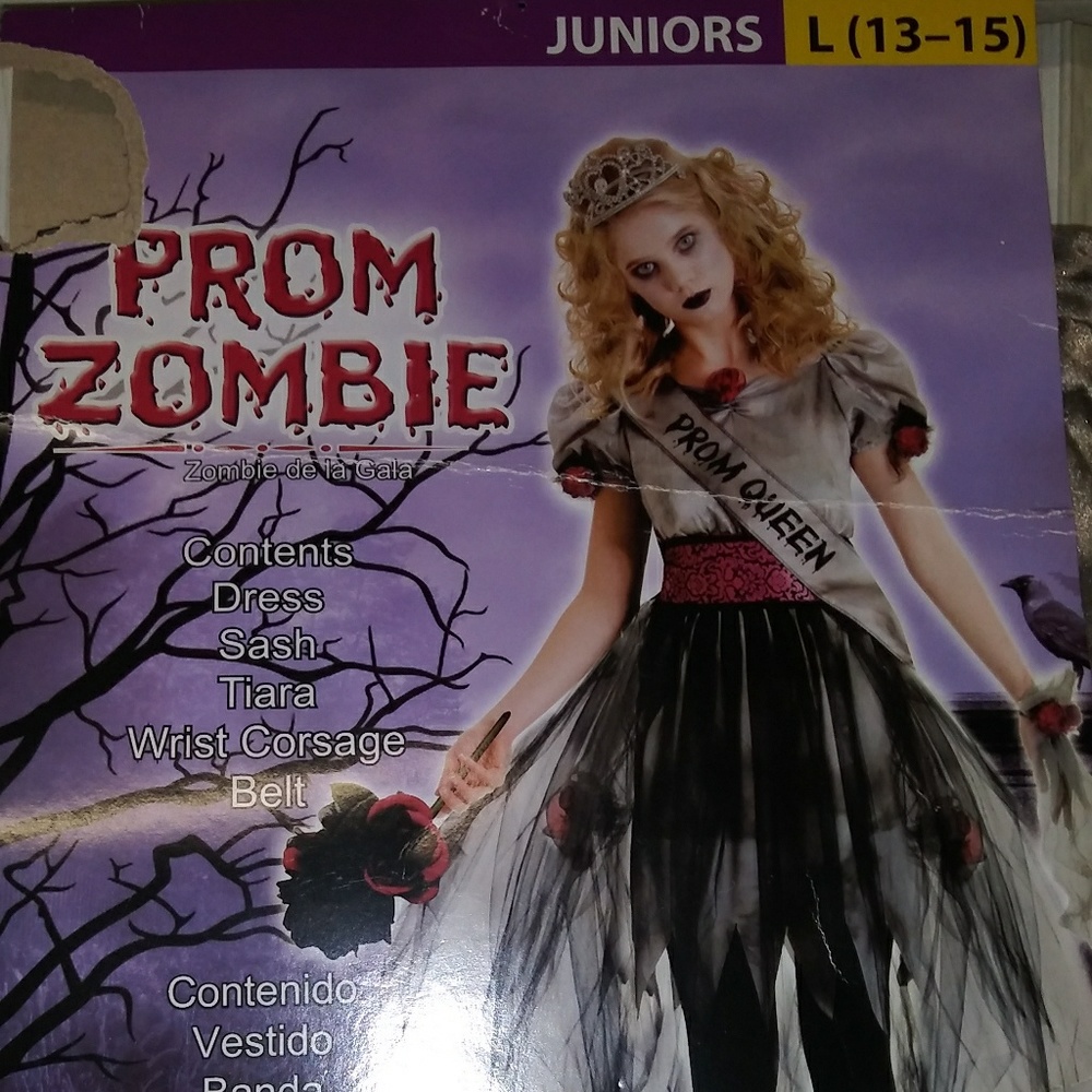 USED PROM ZOMBIE COSTUME JUNIORS SIZE 13-15